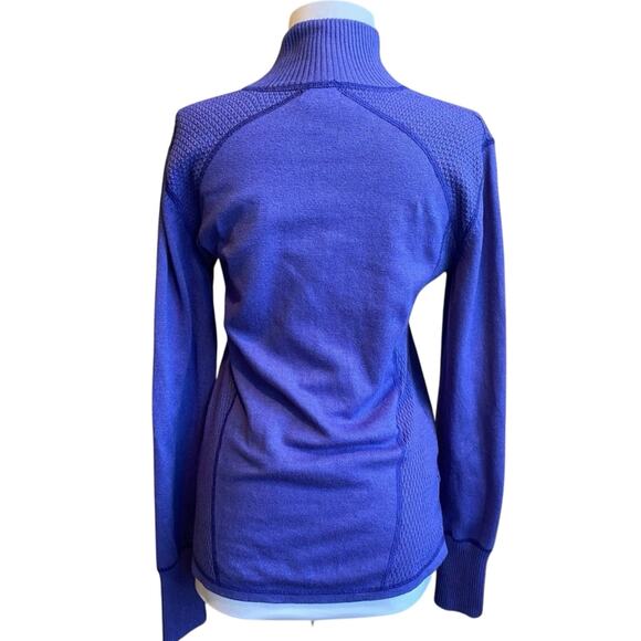 VTG EDDIE BAUER 1/2 Zip Pullover Knit Mock Neck‎ Sweater SZ S Purple Blue Preppy - Picture 4 of 8